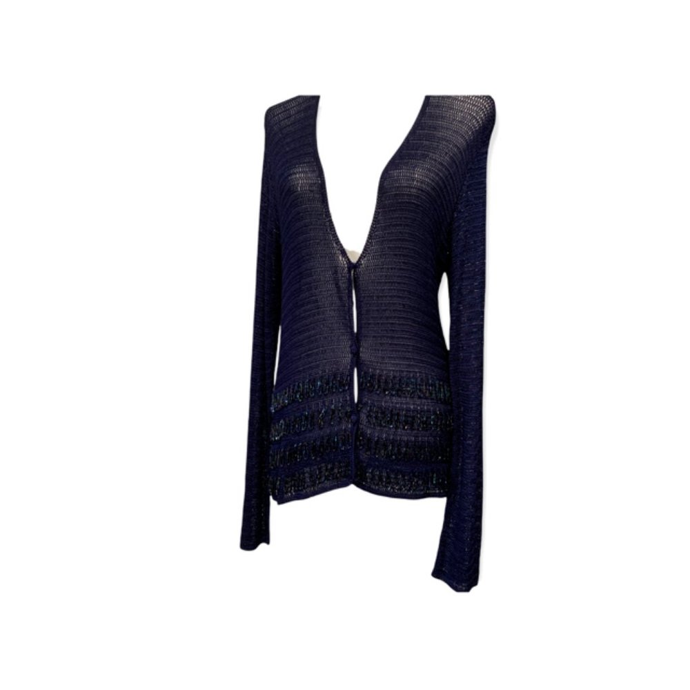 francesca rose Navy Beaded Crochet Jacket - Picture 4 of 9